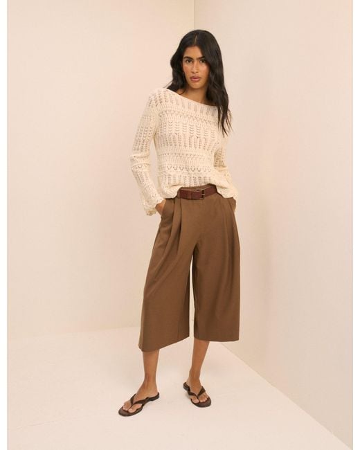 Nobody's Child Natural High-Waisted Tailored Culottes