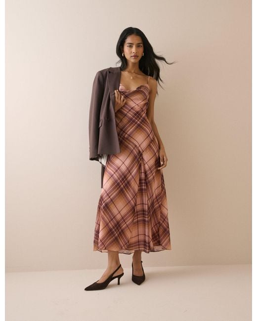 Nobody's Child Pink And Check Motsi Midi Dress