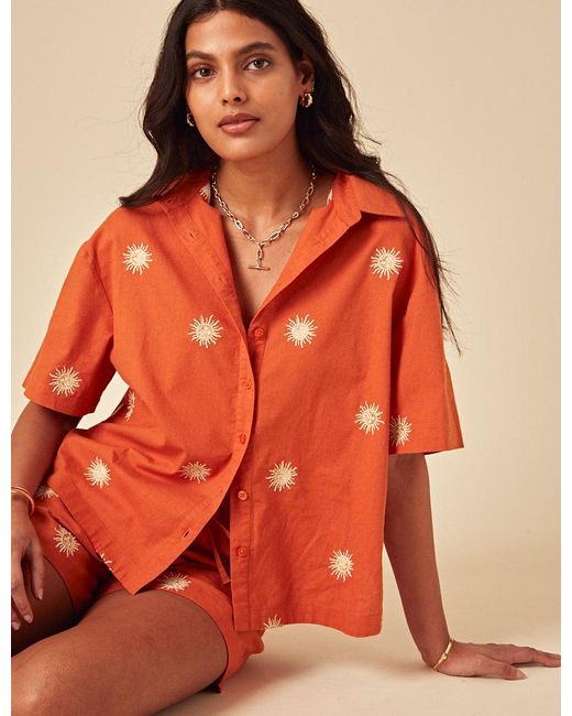 Nobody's Child Orange Elizabeth Scarlett Embroidered Jay Shirt
