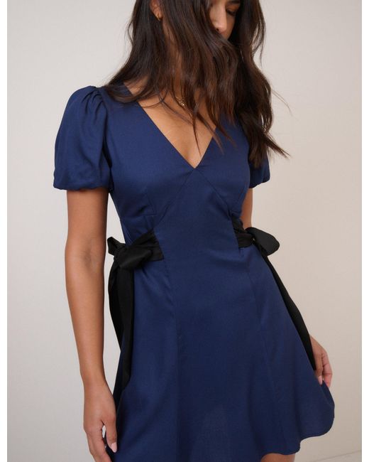 Nobody's Child Blue Remi Bow Mini Dress