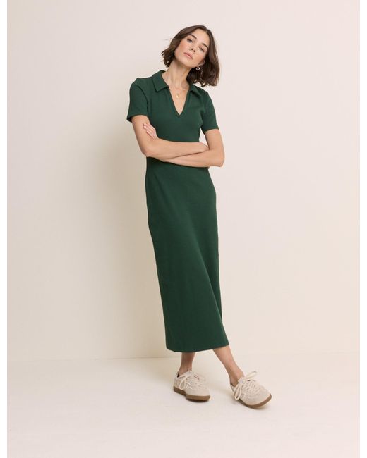 Nobody's Child Green Clarey Polo Jersey Midi Dress