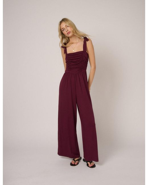 Nobody's Child Pink Square Neck Hattie Jersey Jumpsuit