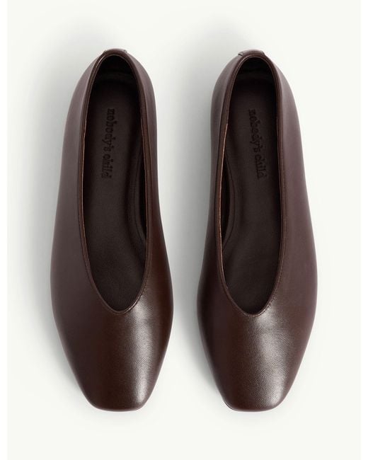 Nobody's Child Blue Leather High Vamp Ballet Flats