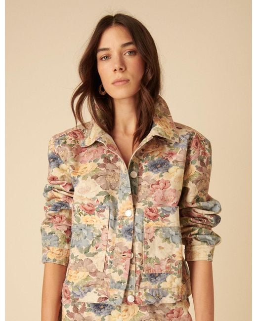 Nobody's Child Brown Floral Boxy Denim Jacket