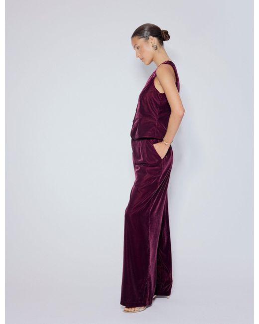 Nobody's Child Red Burgundy Velvet Wide Leg Trousers