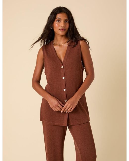 Nobody's Child Brown Textured Longline Waistcoat
