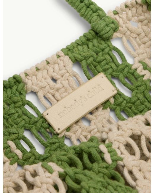 Nobody's Child Natural And Cream Striped Crochet Tote