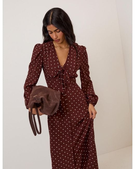 Nobody's Child Red Polka Dot Ottilie Midi Dress