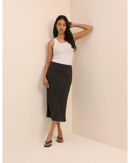 Nobody's Child Natural Polka Dot Satin Mila Midi Skirt