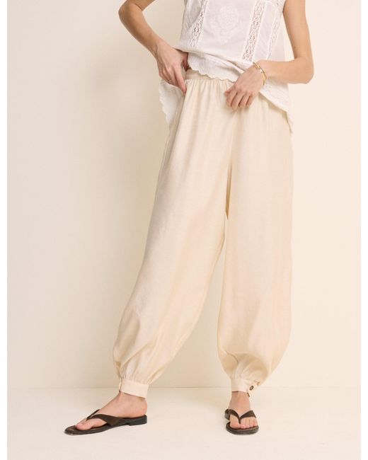 Nobody's Child Natural Balloon Leg Satin Cuffed Trousers