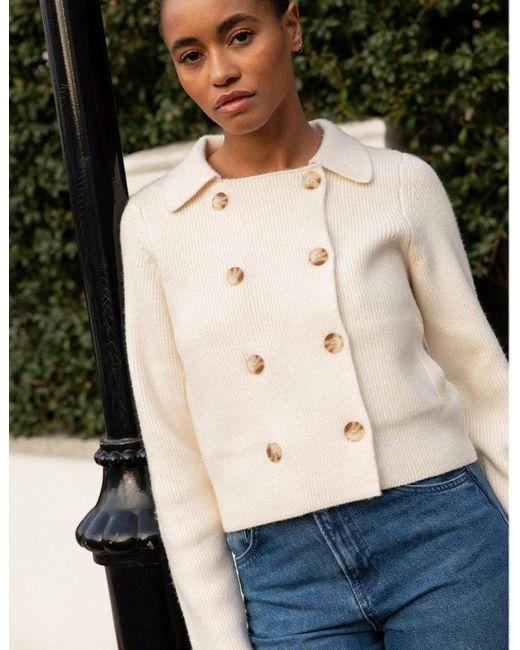 Nobody's Child White Double Breasted Collar Cardigan