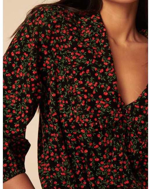 Nobody's Child Black Cherry Print Cord Emmie Blouse