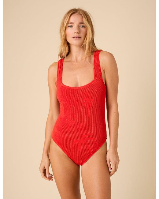Nobody's Child Red Ribbed Jacquard Swimsuit