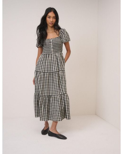 Nobody's Child Black Gingham Tiered Joss Midi Dress