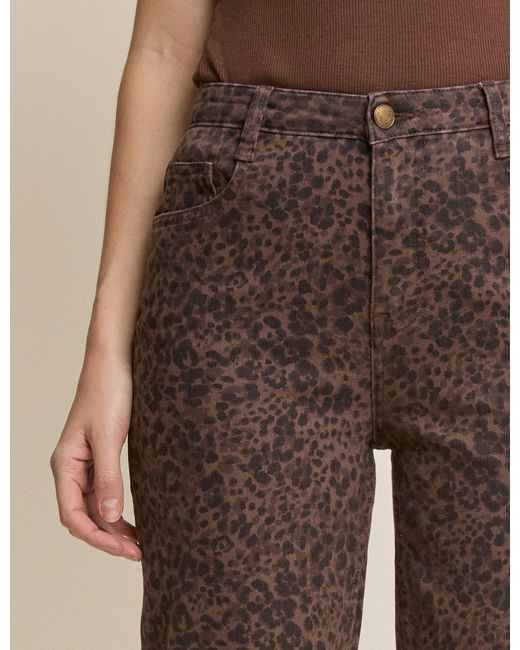 Nobody's Child Natural Leopard Print Mid Rise Camden Tapered Jeans