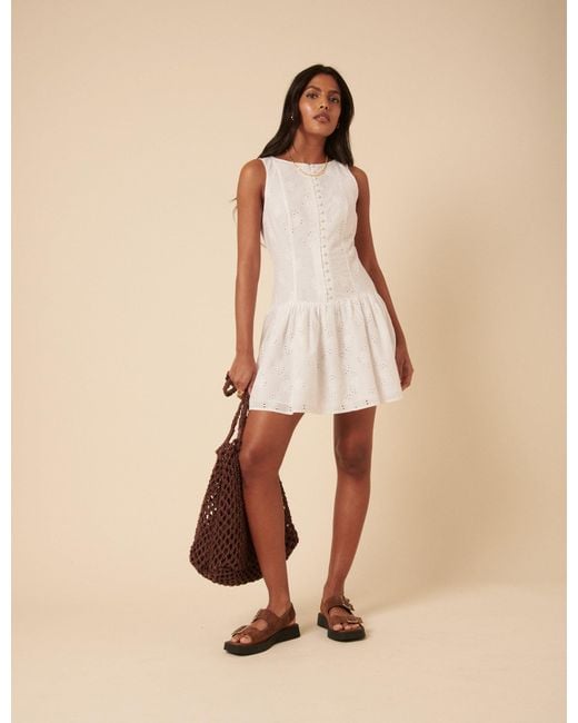 Nobody's Child Natural Broderie Angalise Claudia Mini Dress