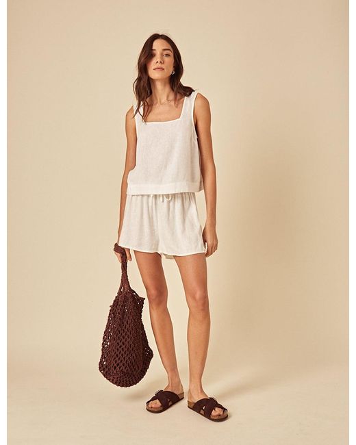 Nobody's Child Natural Linen-Blend Drawstring Shorts
