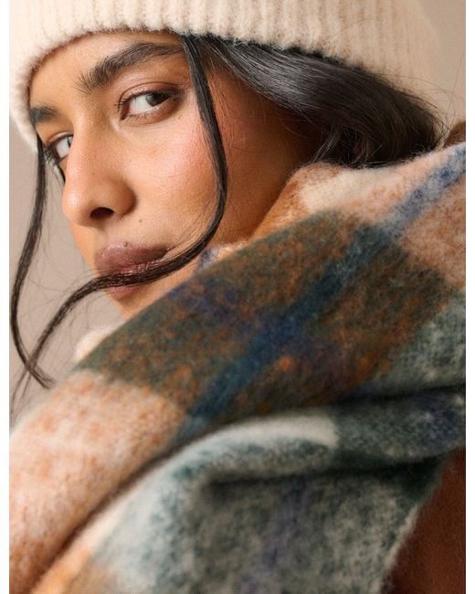 Nobody's Child Blue And Check Blanket Scarf