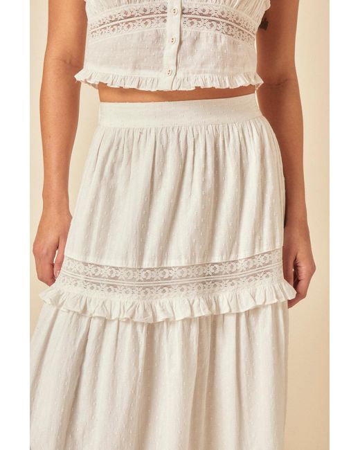 Nobody's Child Natural Tiered Lace Detail Skirt