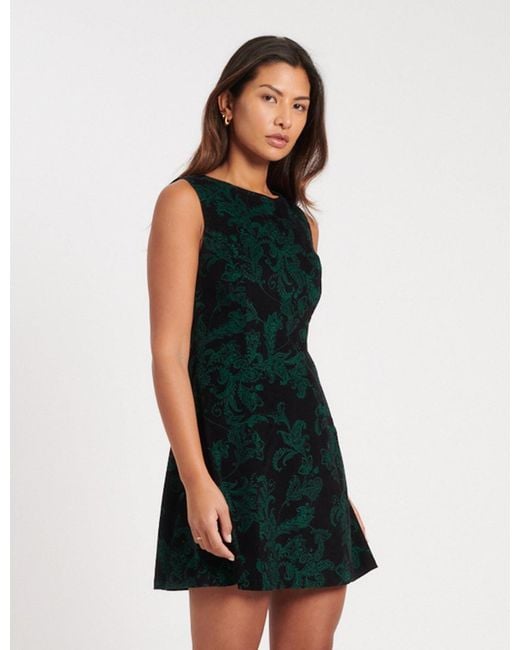 Nobody's Child Green Floral Cord Boston Mini Pinafore Dress
