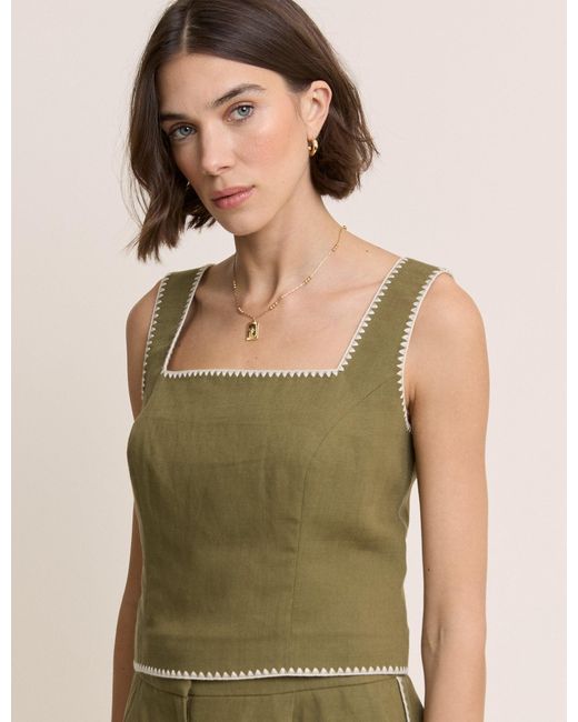 Nobody's Child Green Whipstitch Square Neck Top