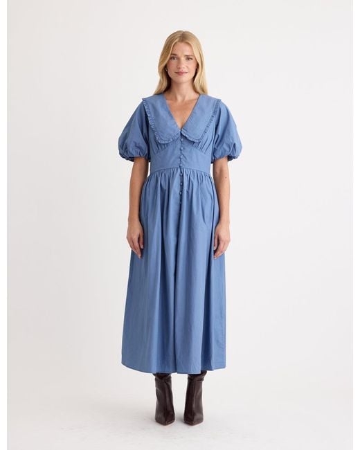 Nobody's Child Peter Pan Collar Sara Midi Dress in Blue | Lyst UK