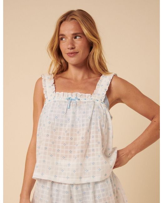 Nobody's Child Natural Embroidered Frill Pyjama Top