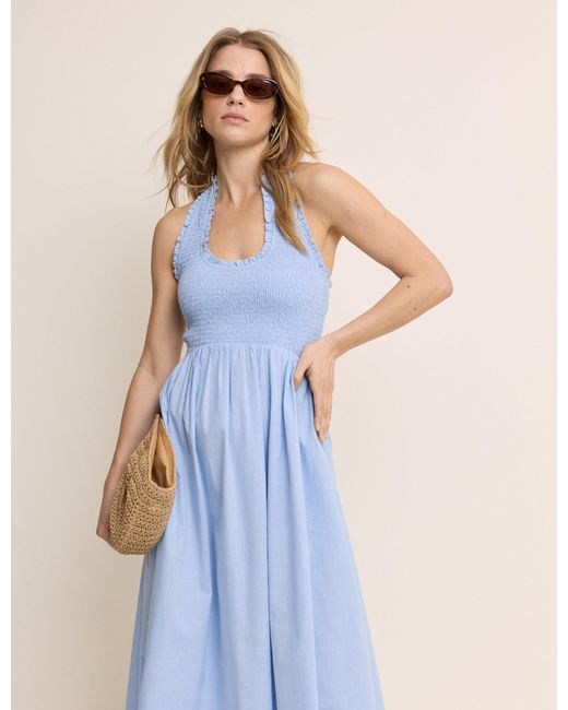 Nobody's Child Blue Halterneck Caterina Midi Dress