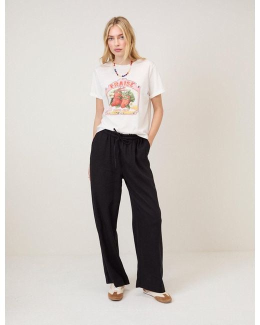 Nobody's Child Black Linen-Blend Straight Leg Trousers