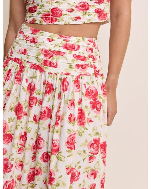 Nobody's Child Pink And Floral Pleated Midi Skirt