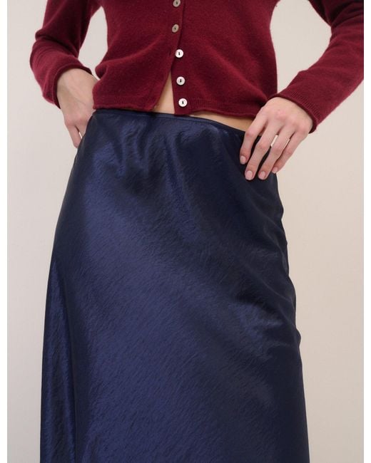 Nobody's Child Blue Satin Mila Midi Skirt