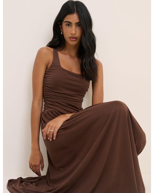 Nobody's Child Natural Ruched Jersey Sleeveless Natalie Midi Dress