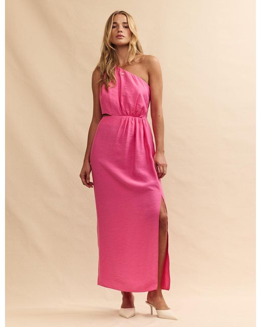 Nobody's Child Pink One Shoulder Sandy Maxi Dress