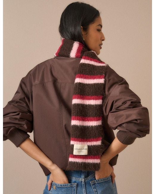 Nobody's Child Brown And Striped Skinny Scarf