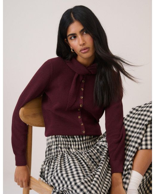 Nobody's Child Red Burgundy Neckerchief Cardigan