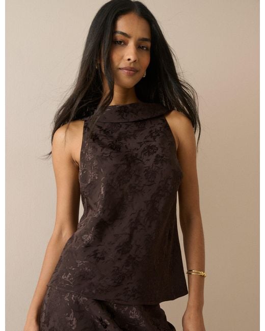 Nobody's Child Black Jacquard Floral Satin Leila Top