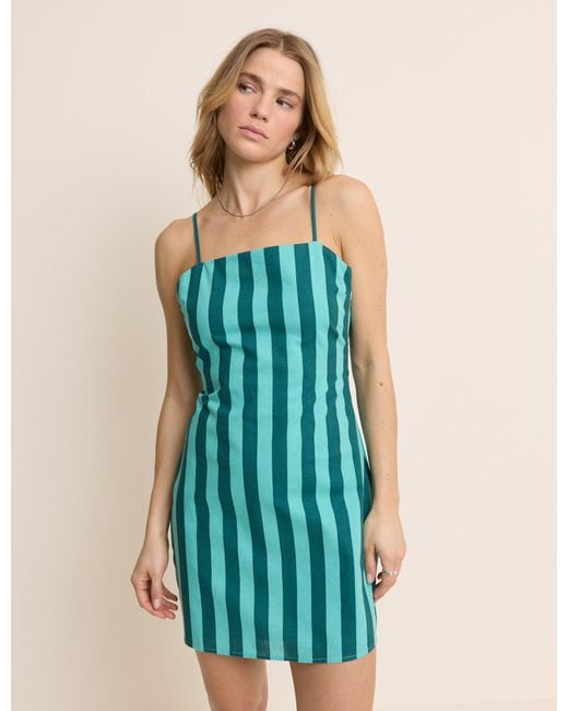 Nobody's Child Blue Striped Palma Mini Dress