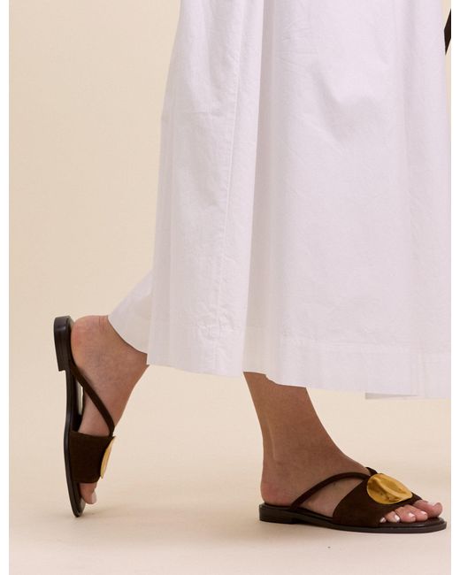 Nobody's Child Brown Suede Metal Disc Detail Sandals