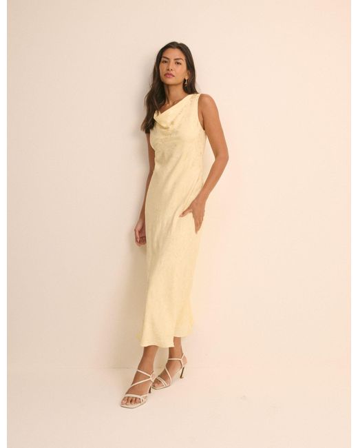 Nobody's Child Natural Butter Jacquard Floral Cassie Satin Midi Dress