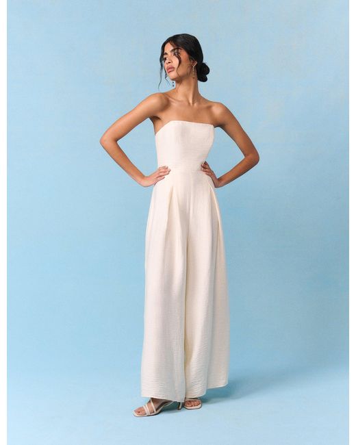 Nobody's Child Blue Wide Leg Bandeau Rory Bridal Jumpsuit