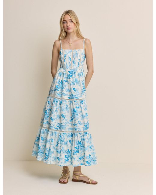 Nobody's Child Blue Floral Tiered Hayden Midi Dress
