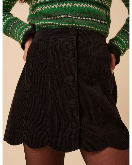 Nobody's Child Green Cord Scallop Trim Mini Skirt