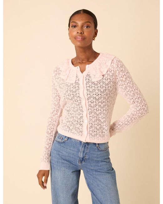 Nobody's Child Ruffle Collar Lace Cardigan in Blue Lyst UK