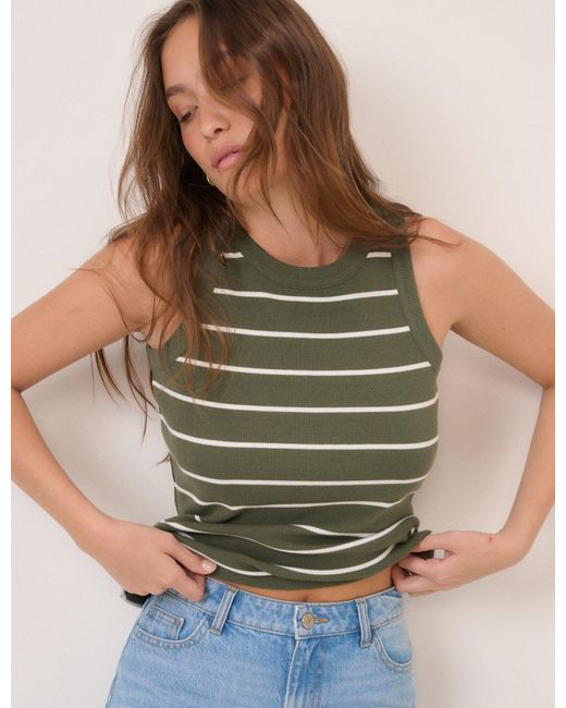 Nobody's Child Green Striped Ribbed Racer Vest