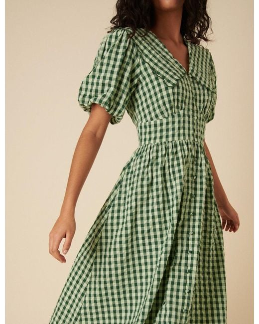 Nobody's Child Green Gingham Birdie Midi Dress