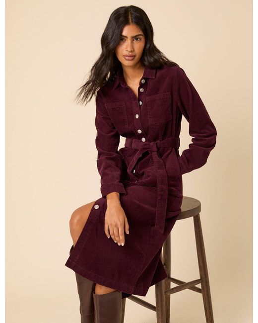 white brunch dresses Burgundy Cord Chiara Pinafore Mini Dress