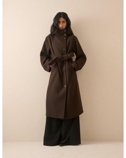 Nobody's Child Natural Wool-Blend Funnel Neck Coat