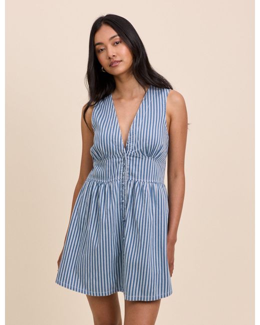 Nobody's Child Blue Denim Pinstripe Starlight Mini Dress