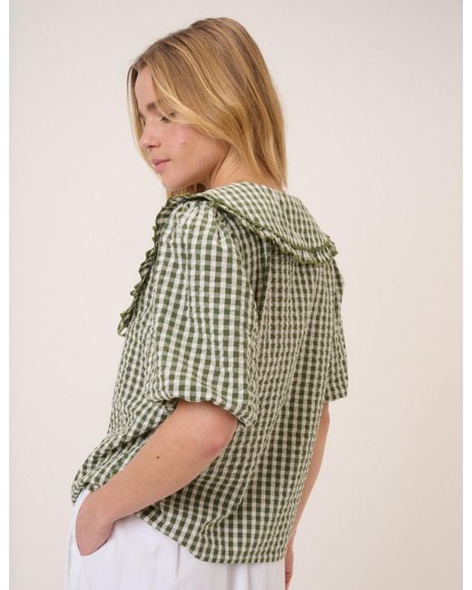 Nobody's Child Green Gingham Peter Pan Collar Blouse