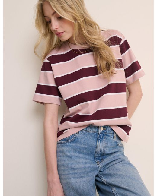Nobody's Child Pink Striped Boxy Fit T-Shirt